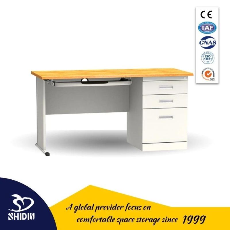 Classic Office Computer Desk Knock Down MDF Top Metal Office Table