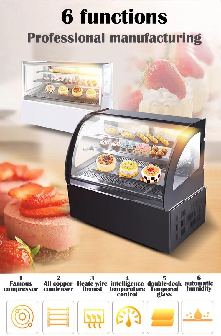 European Modern Fruit Cake Display Fridge Cabinet, Rotating Acrylic Display Coffee Shop Sandwich Glass Display Fridge