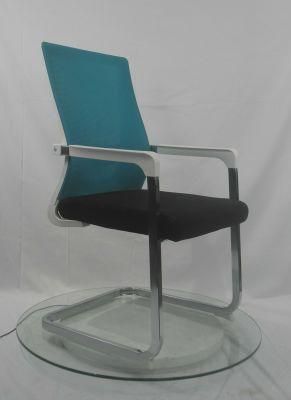 Lumbar Supported Colors Mesh Square Metal Frame Armrest Staff Chair