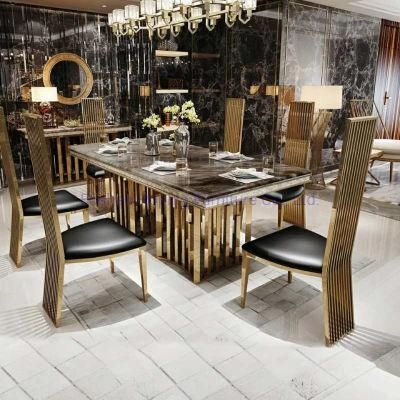 12 Persons Dining Table and Chair Shining Gloss Stainless Steel Wedding Chair Table