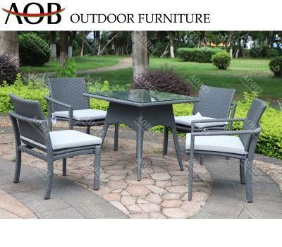 Contemporaey Commercial Customized Outdoor Garden Patio Hotel Restaurant Rattan Wicker Dining Table Chair Set Furniture