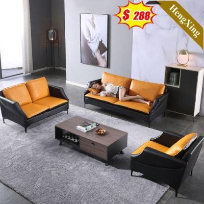 Hot Sale Modern Design Home Living Room Office Orange PU Leather Fabric 1/2/3 Seat Sofa Set