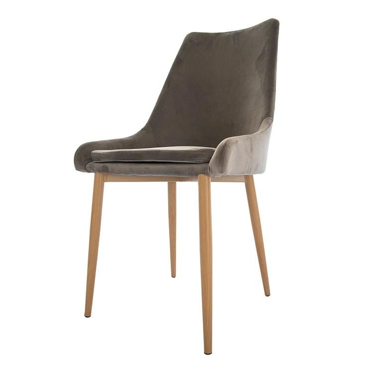 Modern Dining Room Furniture Leathaire Upholstered Soft Seat Simple Style Iron Legs Micro Fabric Dining Chair