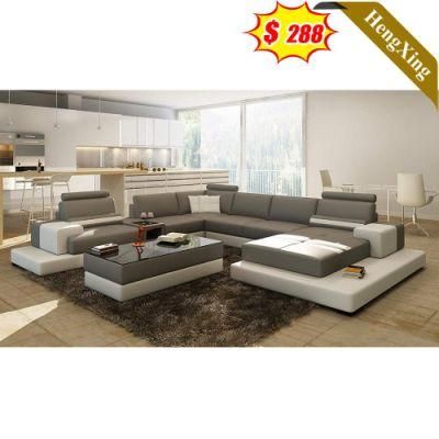 Modern Home Furniture Living Room Sofas Wooden Frame Gray Color Fabric U Shape Function Sofa