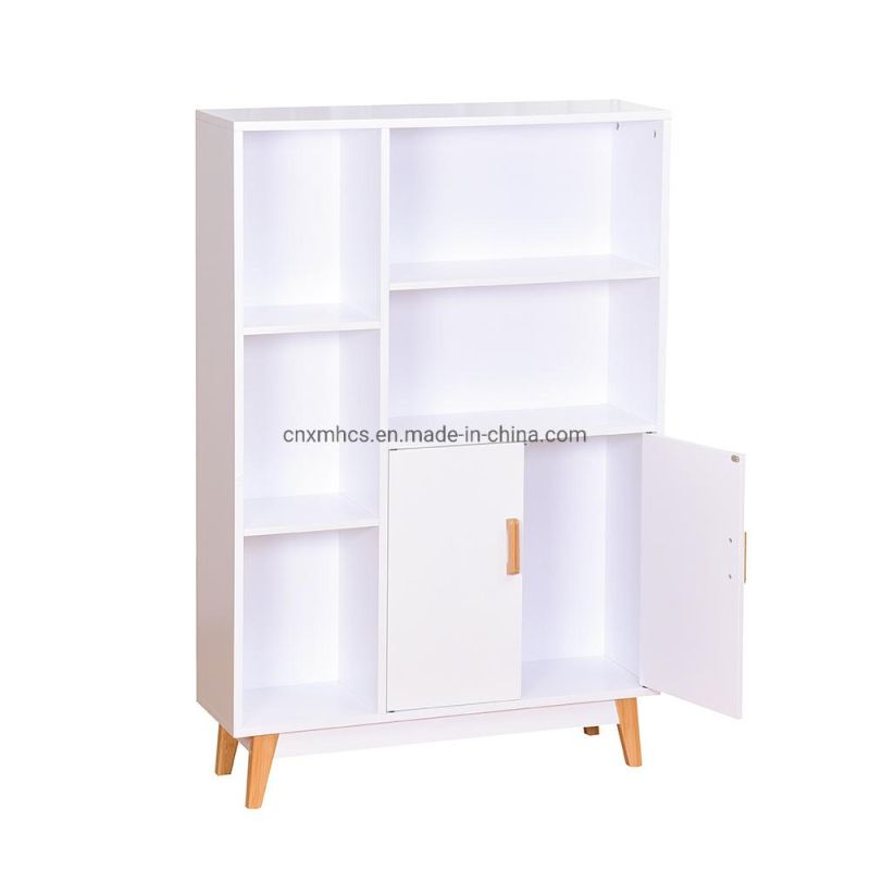 Wooden Floor Display Storage Cabinet Bookshelf with Doors Sideboard Cabinet File Cabinet Bedroom Living Room