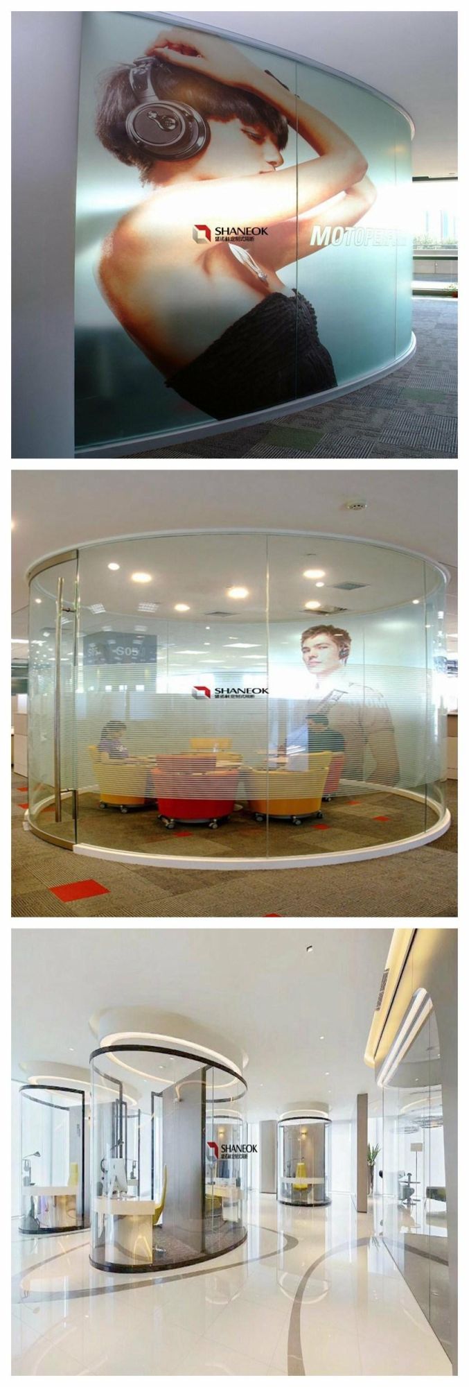 Building Material Curved Divider Glass Panel Office Furniture Wall Partition