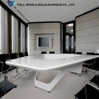 USA Luxury Design White Corian Furniture Office Meeting Boardroom Conference Table Set