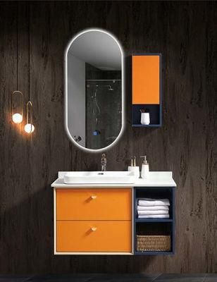 Modern Simple Wall Mounted Marble Countertop Bathroom Cabinet with LED Mirror