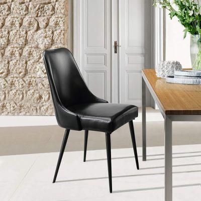 Modern Durable Simple Design Cafe Aluminium PU Dining Chair Black for Chair Dining Room Furniture Made in China