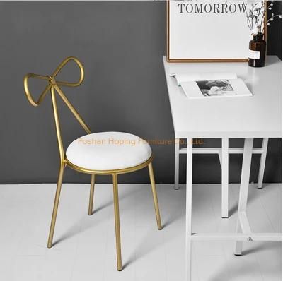 Hotel End Chair Elegance Gold Metal Back Dining Chair for Weddings Banquet