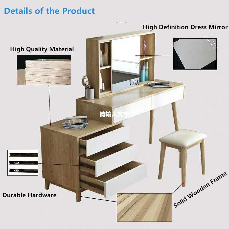 Fashion Style Modern Home Furniture MDF Dressing Table Wooden Cabinet Bedroom Set Dresser