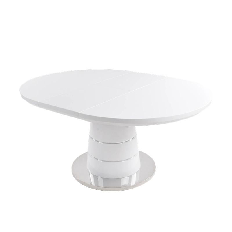 High Glossy Painting Expandable Oval Shape MDF Top Table for Dining Room Restaurant