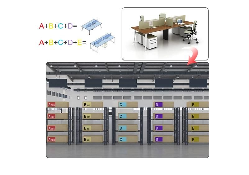 China Manufacture Steel Frame Modern Design Open Space Office Desk 6 Person Furniture