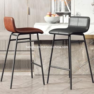 Modern Restaurant Furniture High Stool Metal Leather Dining Bar Chairs
