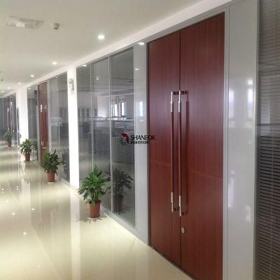 Office Glass Wall Double Glass Partitions with Aluminum Blinds