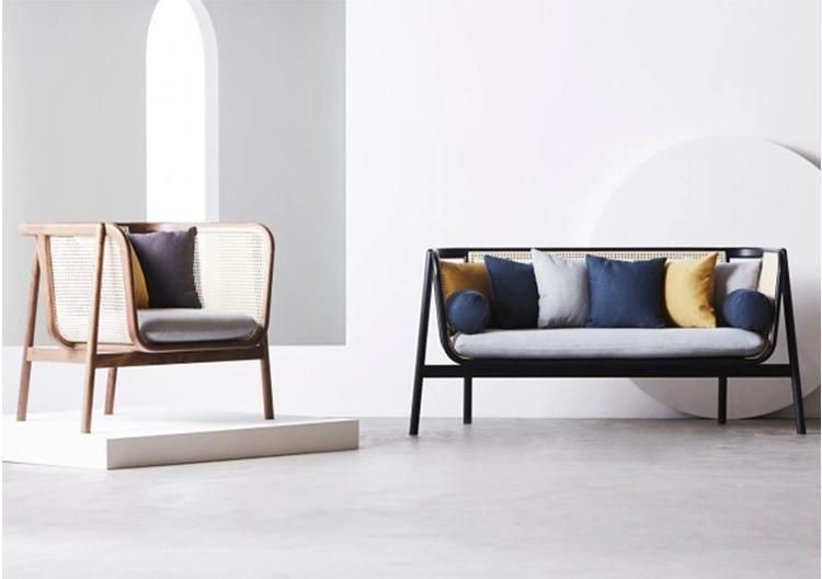 Modern Wood Frame Leather 2 Seat Living Room Sofa