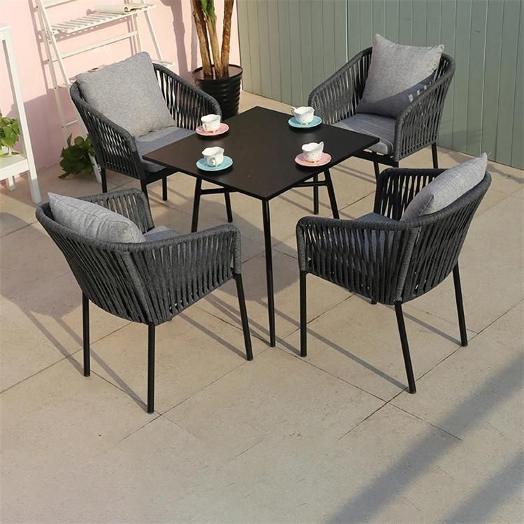 Vangarden Stackable Modern Commercial Restaurant Aluminum Outdoor Rope Dining Chair