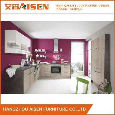 Simple Cozy Home China Factory Customized Design Modern Wood Look Melamine Kitchen Cabinets