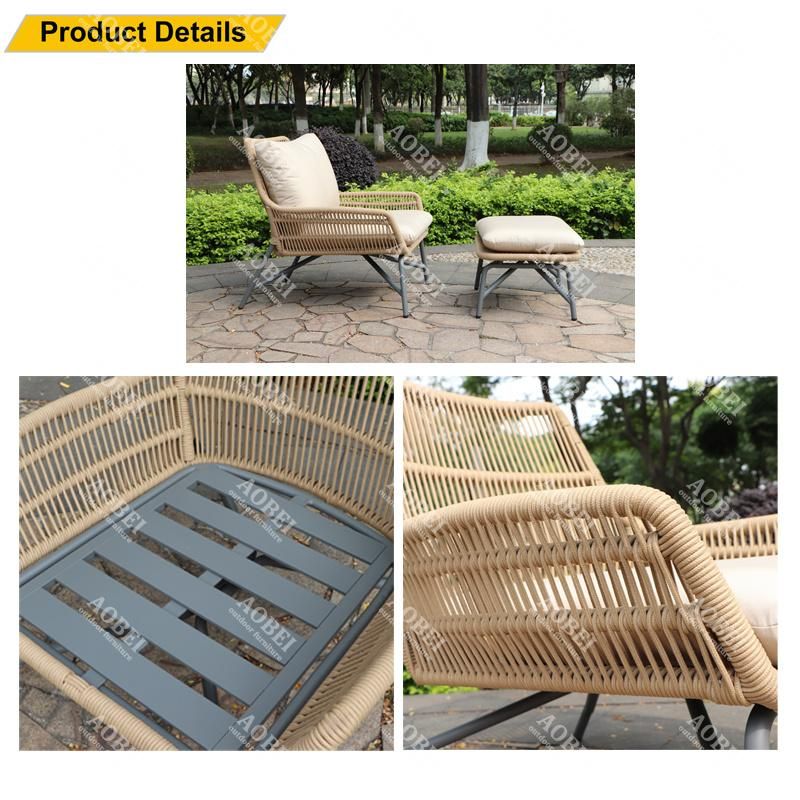 Customized Modern Outdoor Exterior Patio Garden Home Hotel Balcony Rope Terrace Chair Table Furniture Set