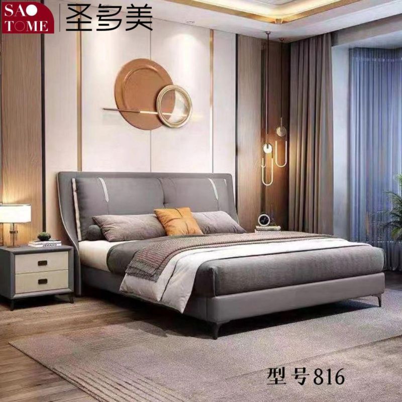 China Factory Solid Wood Home Furniture King Bed Modern Luxury Leather Queen Bed