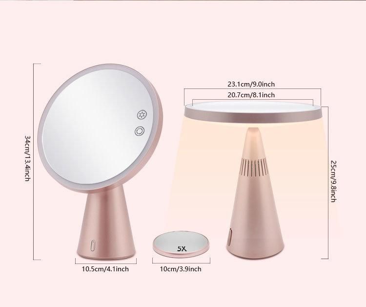 New Items Table Lamp Wholesale Lighted Makeup Mirror with Removeable 5X Magnifying Mirror