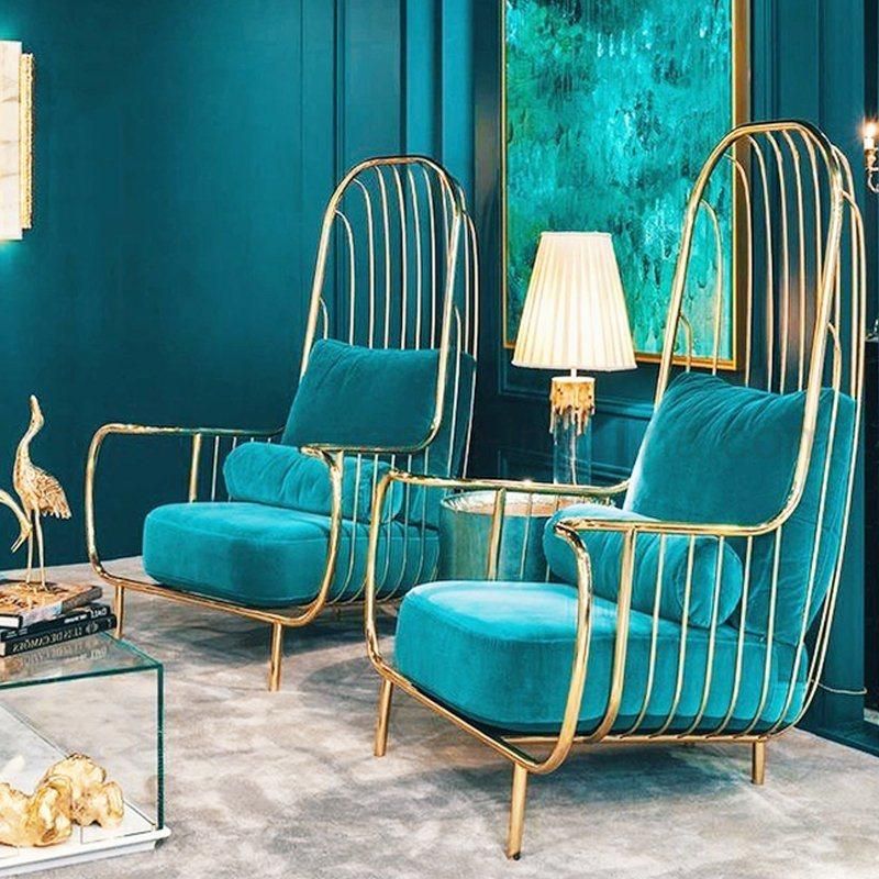Luxury European Style Hotel Furniture Real Leather Single Sofa
