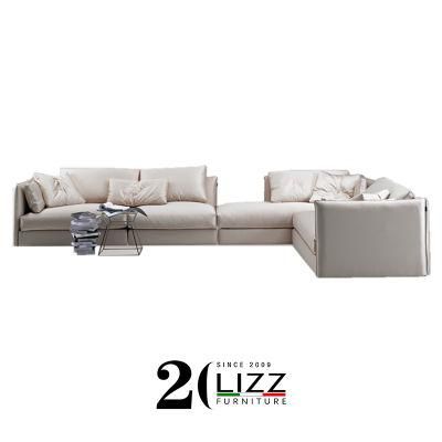 Modern Home Furniture Leisure Genuine Leather L Shaped Corner Sofa