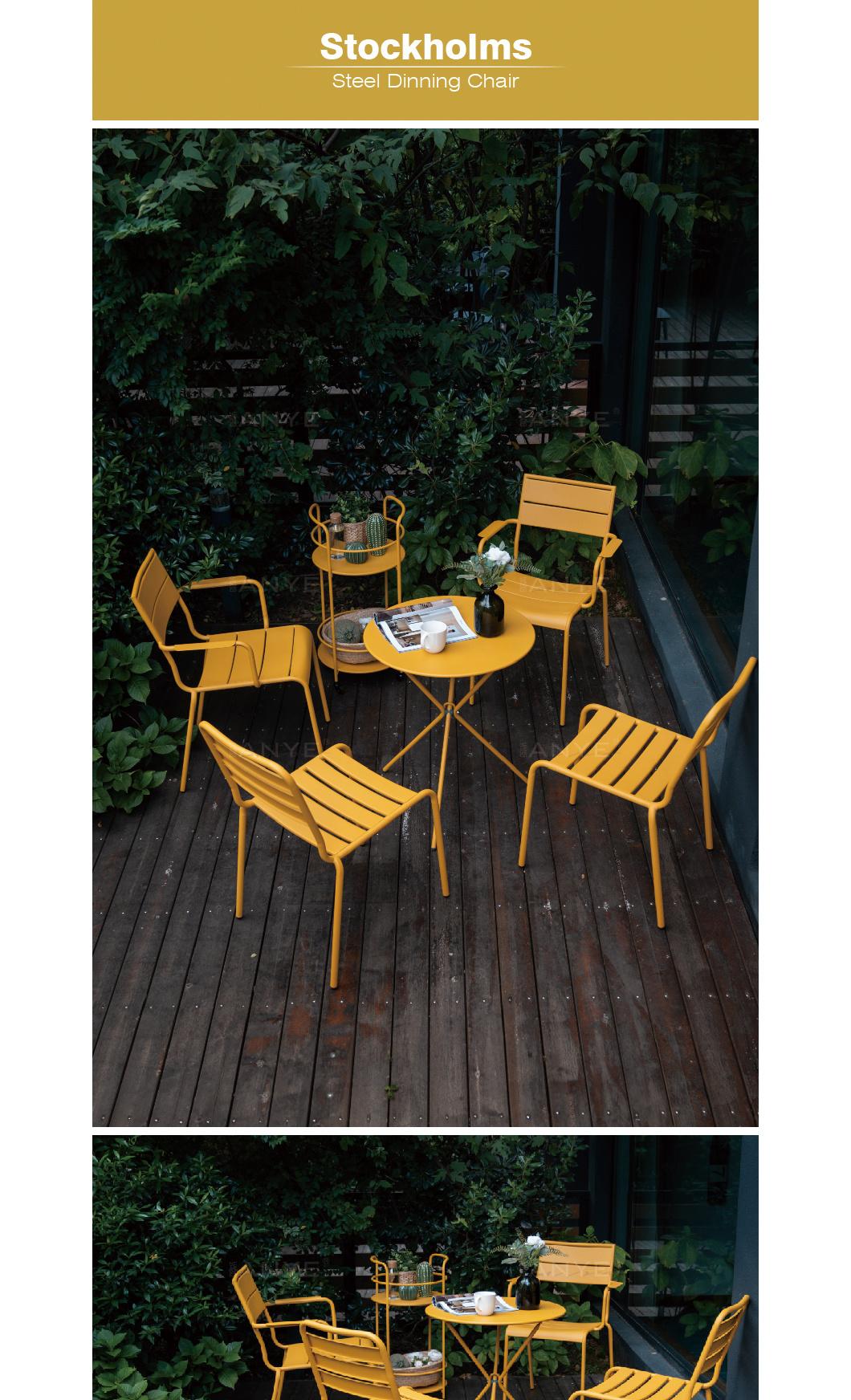 Modern Furniture Durable Metal Outdoor Powder Coated Maintainence Free Tea Chair Dining Furniture
