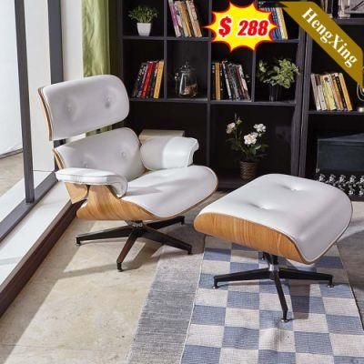Classic Design Home Office Furniture White PU Leather Leisure Lounge Chair with Ottoman