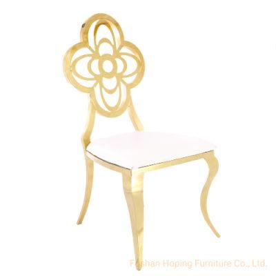 Rent Event Golden Stainlesss Steel Heart Flower Shaped Furniture Hotel Dining Chairs