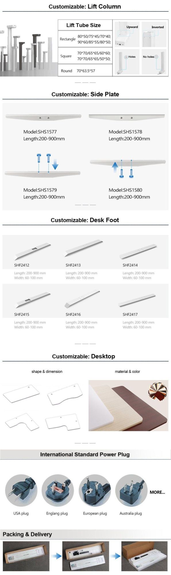 Adjustable Electric Desk of Standing Single Motor Computer Desk