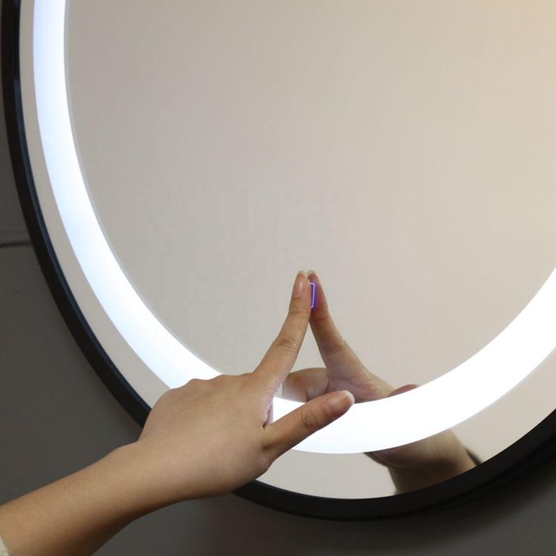 LED Bathroom Mirror Round Lighted Illuminated Wall Mounted Mirror Dimming Vanity LED Mirror