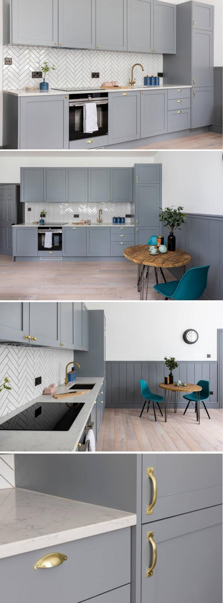 Small Eat-in Laminated Kitchen Cabinets Grey Chinese Furniture