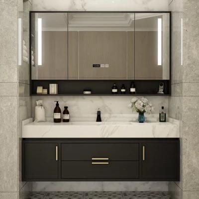 Home Decoration Items Bathroom LED Furniture Plywood with Melamine Washroom Vanity Cabinet with Touch Mirror