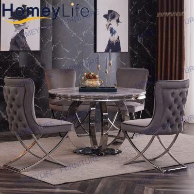 Affordable Modern 50 Inch Home Hotel Marble Metal Dining Table