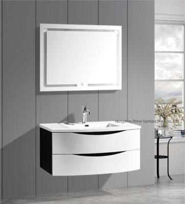 PVC Material Bathroom Wash Basin Mirror Cabinet with Light Top