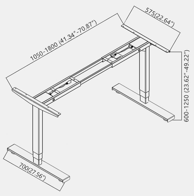 Adjustable Frame &27.6-46.5 Inch Height Adjustable Standing Desk