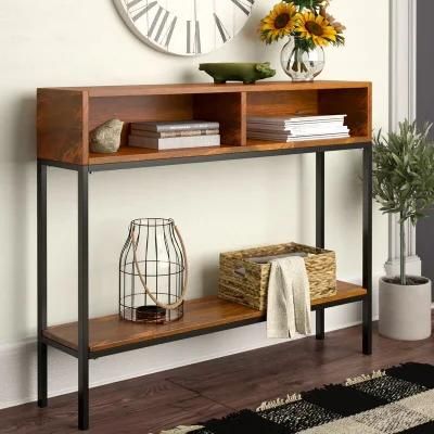 Hotel Furniture Chestnut 42&quot; Solid Wood Side Table Console Table Desk with 2 Open Drawer