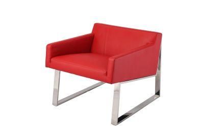 Modern Simple Fashion PU Single Armchairs Sofa Chair with Stainless Steel Frame