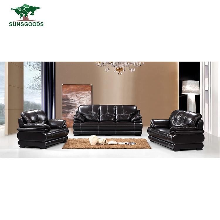 Most Popular Genuine Lwather Couches Black Colour Restaurants Furniture