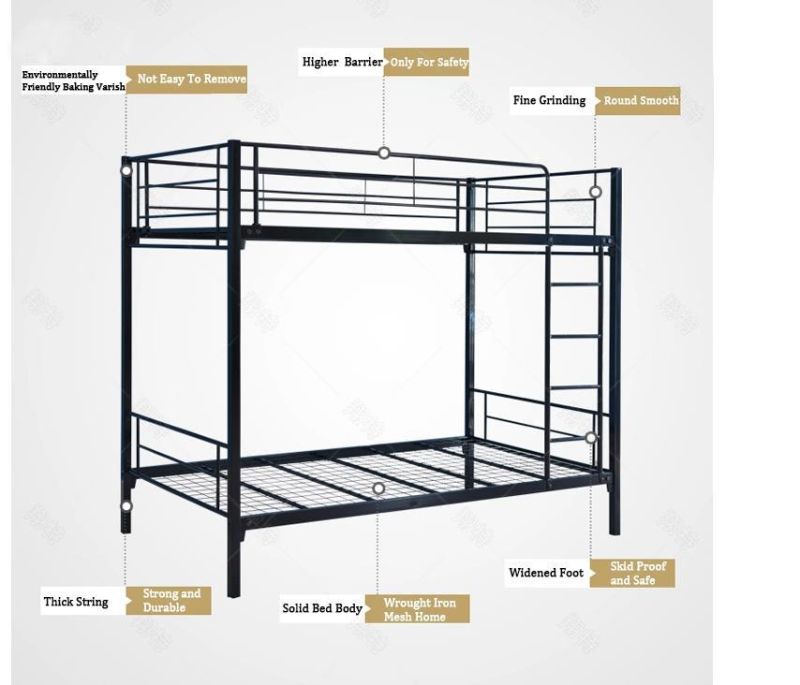 Double Decker Metal Bunk Beds Frame School Dormitory Bed