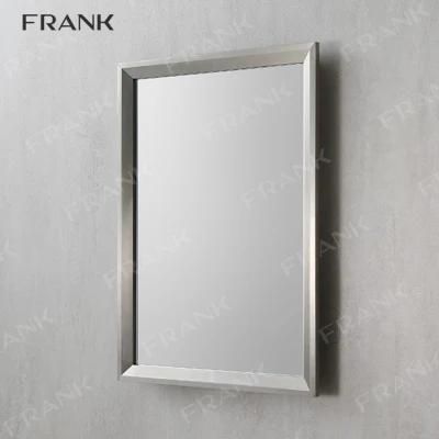 Rectangular Silver Frame Bathroom Mirror Custom Light