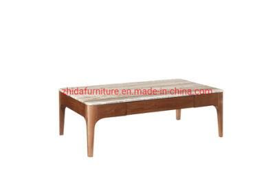 Modern Rectangle Natural Grey Marble Top Coffee Table