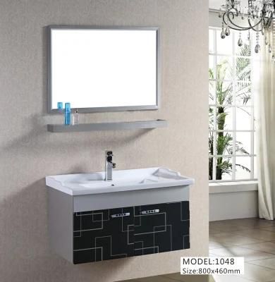 Stainless Steel Bathroom Furniture Cabinet Wall-Mounted Vanity Set