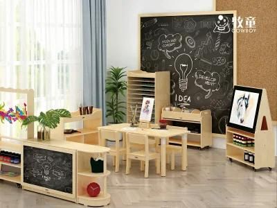 Cowboy Wooden Furniture Set Including Table and Chairs Cabinets for Preschool and Daycare