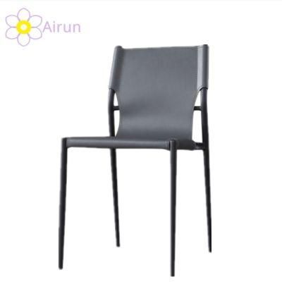 Metal Frame Black Brown PU Leather Chair