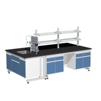 Physical Steel Lab Furniture with Reagent Shelf, Chemistry Steel Lab Bench with Top Glove Box/