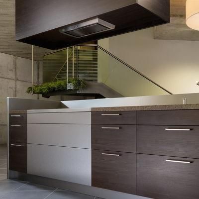 Europe Italian Design Dark Brown Acrylic Wooden Kitchen Furniture