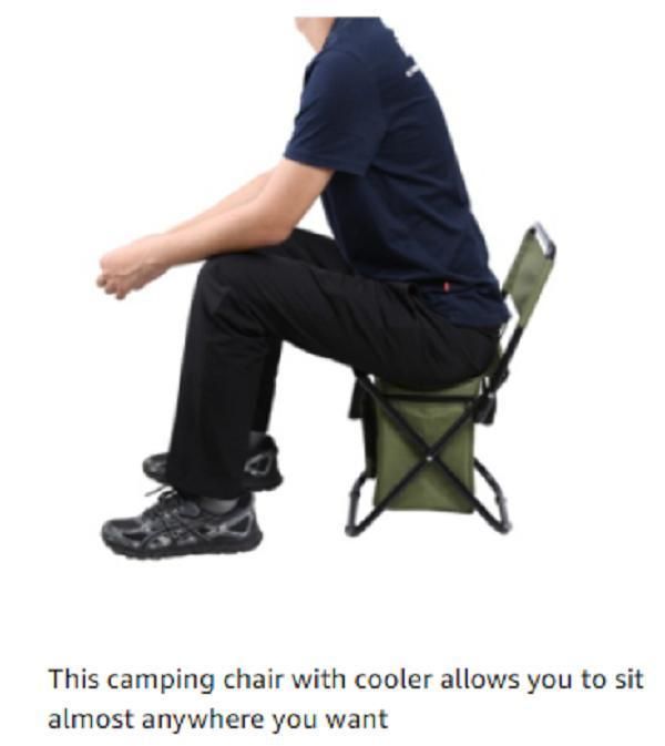 Compact Fishing Stool Foldable Outdoor Beach Camping Chair with Cooler Bag