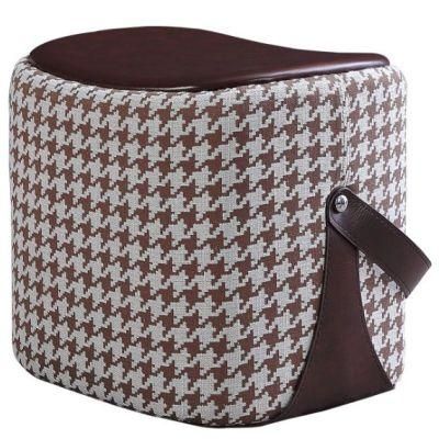 Upholstery Saddle Pouf Stool with Carry Belt